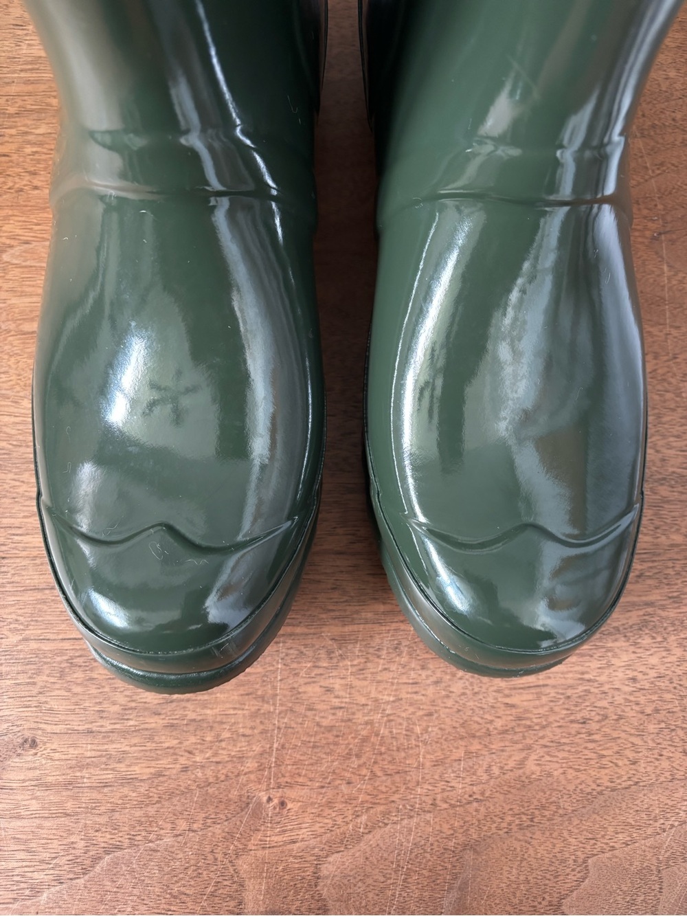 Hunter Women Glossy Dark Green Rain Boots 9 - Picture 2 of 10